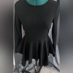 Black Long Sleeve Peplum Top